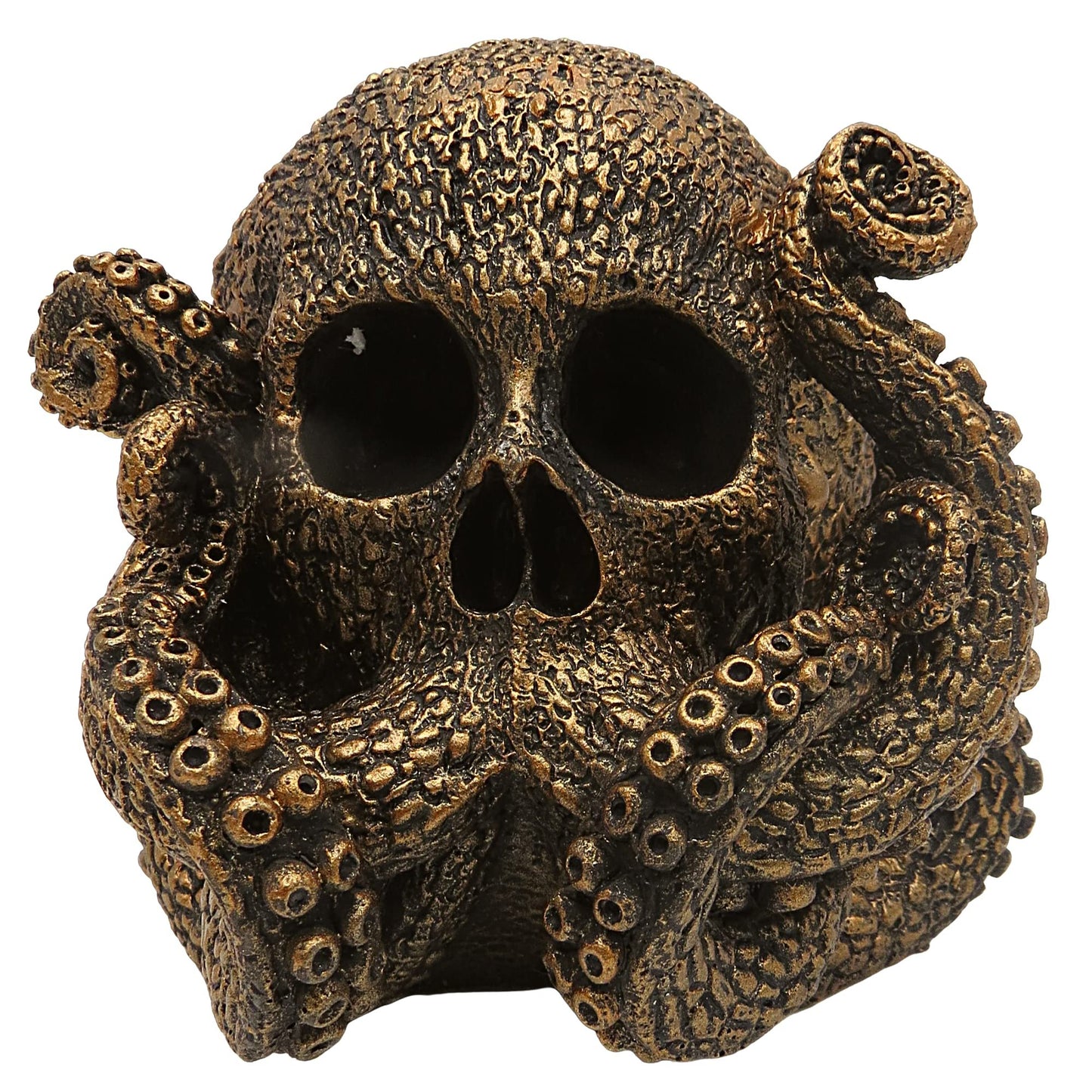 Pacific Trading Pacific Gothic Skull Metal Octopus Figurine, Marine Life Unique Statue Tabletop Decoration for Home, Sea Monster Home Decor Gift for Men, Brone