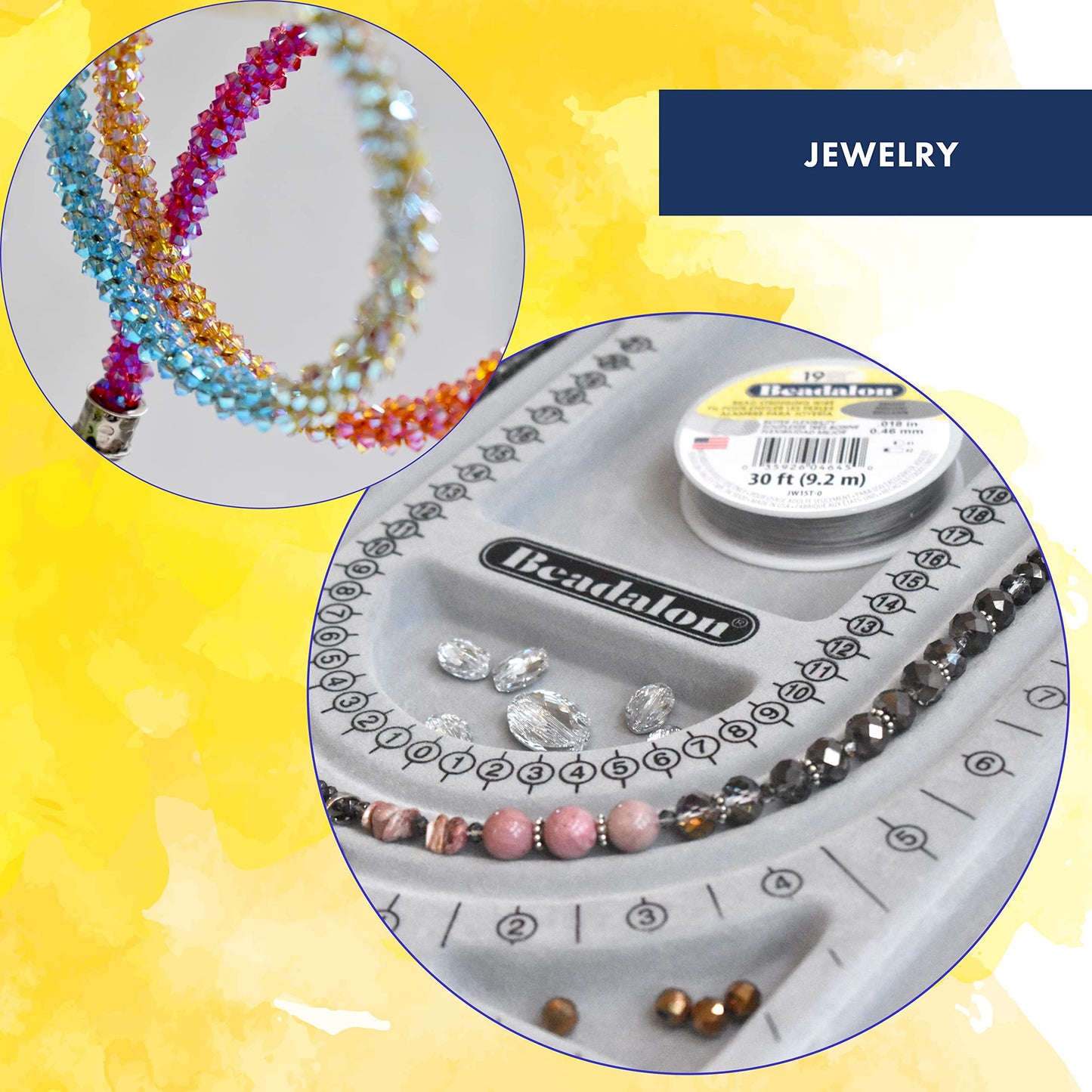 Beadalon 19 Strand Bead Stringing Wire - Beading & Jewelry Making Supplies, Flexible Stainless Steel Nylon Coated Thin String for Bracelets & Necklaces