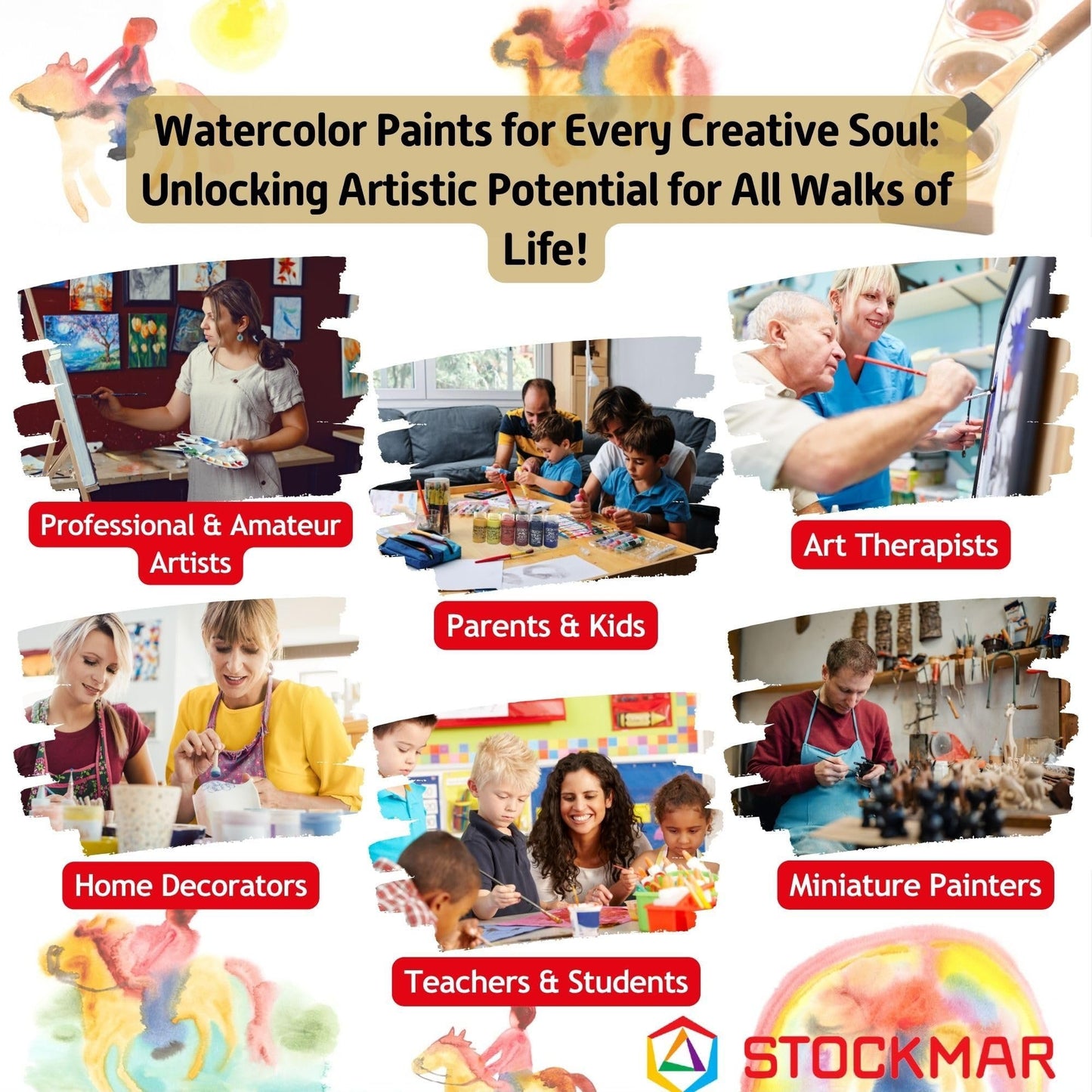 Stockmar Watercolor Paint- 6 Set, Washable Paint for Kids, Homeschoolers & Students, Waldorf Art Supplies (6 Bottles, 20 mL each)