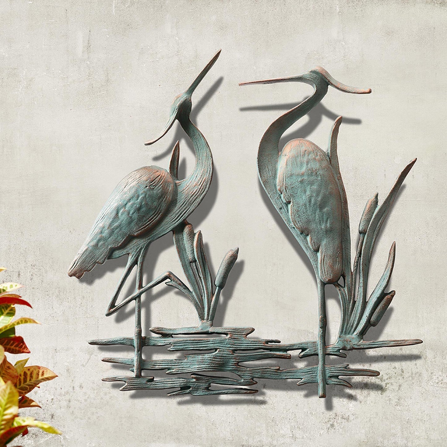 SPI Home Double Heron Garden Wall Plaque 26 X 25 Inches