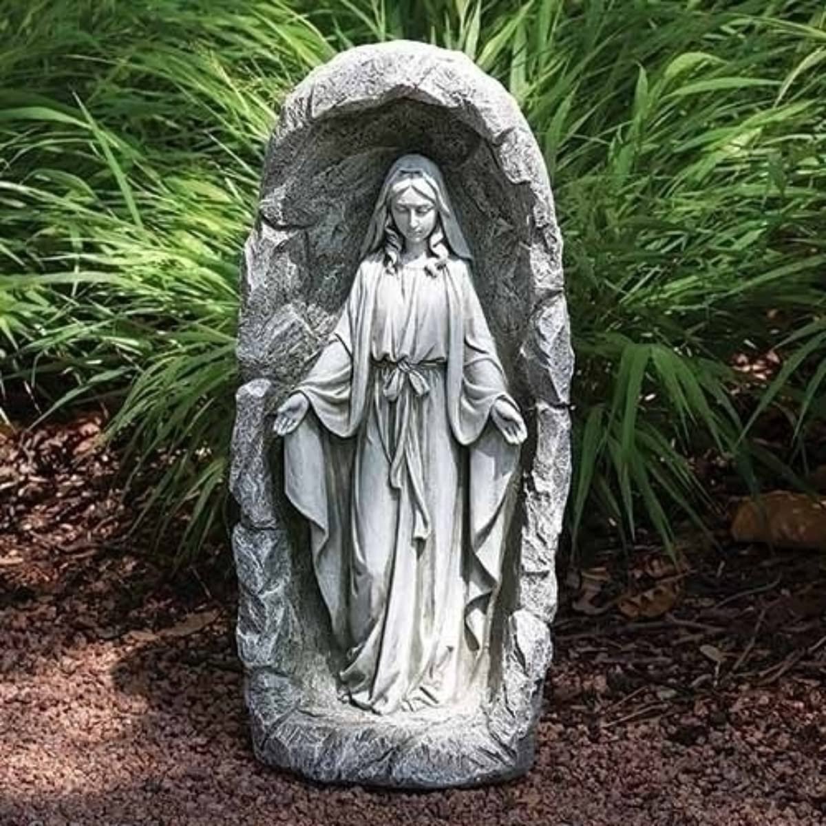 Joseph Studio by Roman 18.75" Solar Our Lady of Grace Garden Statue – Illuminated Religious Outdoor Decor, Inspirational Gift for Garden or Memorial