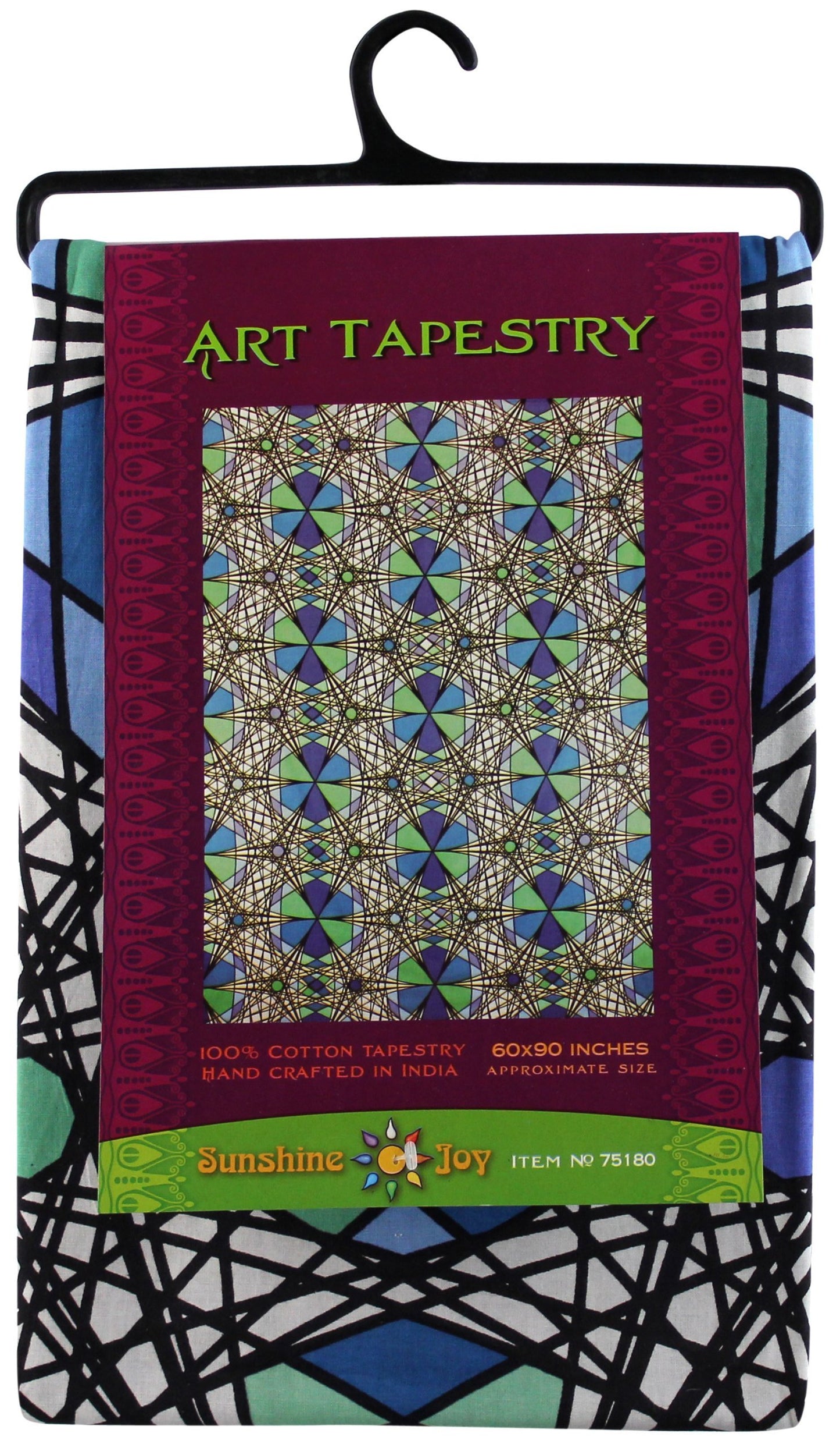Sunshine Joy Geo Web Psychedelic Geometric Design Tapestry - 60x90 Inches - Beach Sheet - Hanging Wall Art