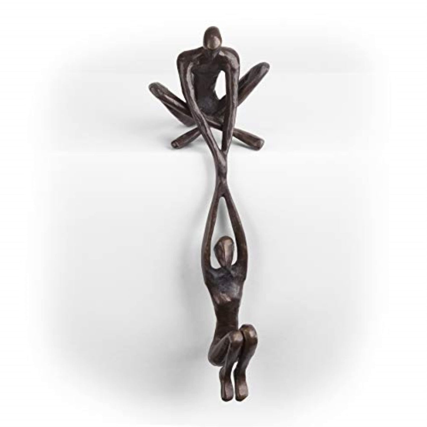 Danya B. ZD16169 Contemporary Metal Shelf Décor - Bronze Sculpture - Man Lifting Woman from Ledge