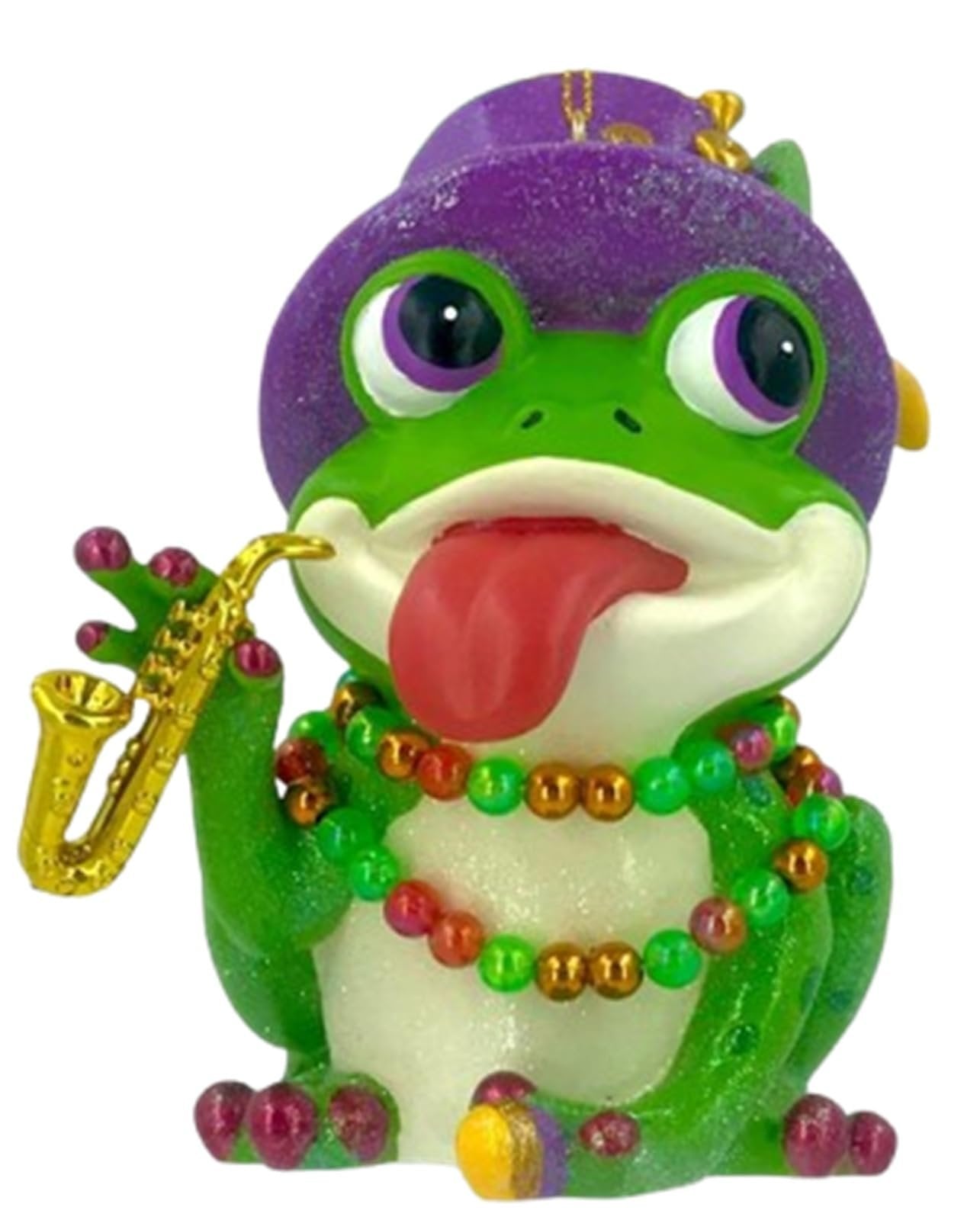 December Diamonds 65-65040 Resin Mardi Gras Frog with a Top Hat Hanging Ornament or Will Sit Flat 4.75 Inches x 3.75 Inches x 3.25 Inches
