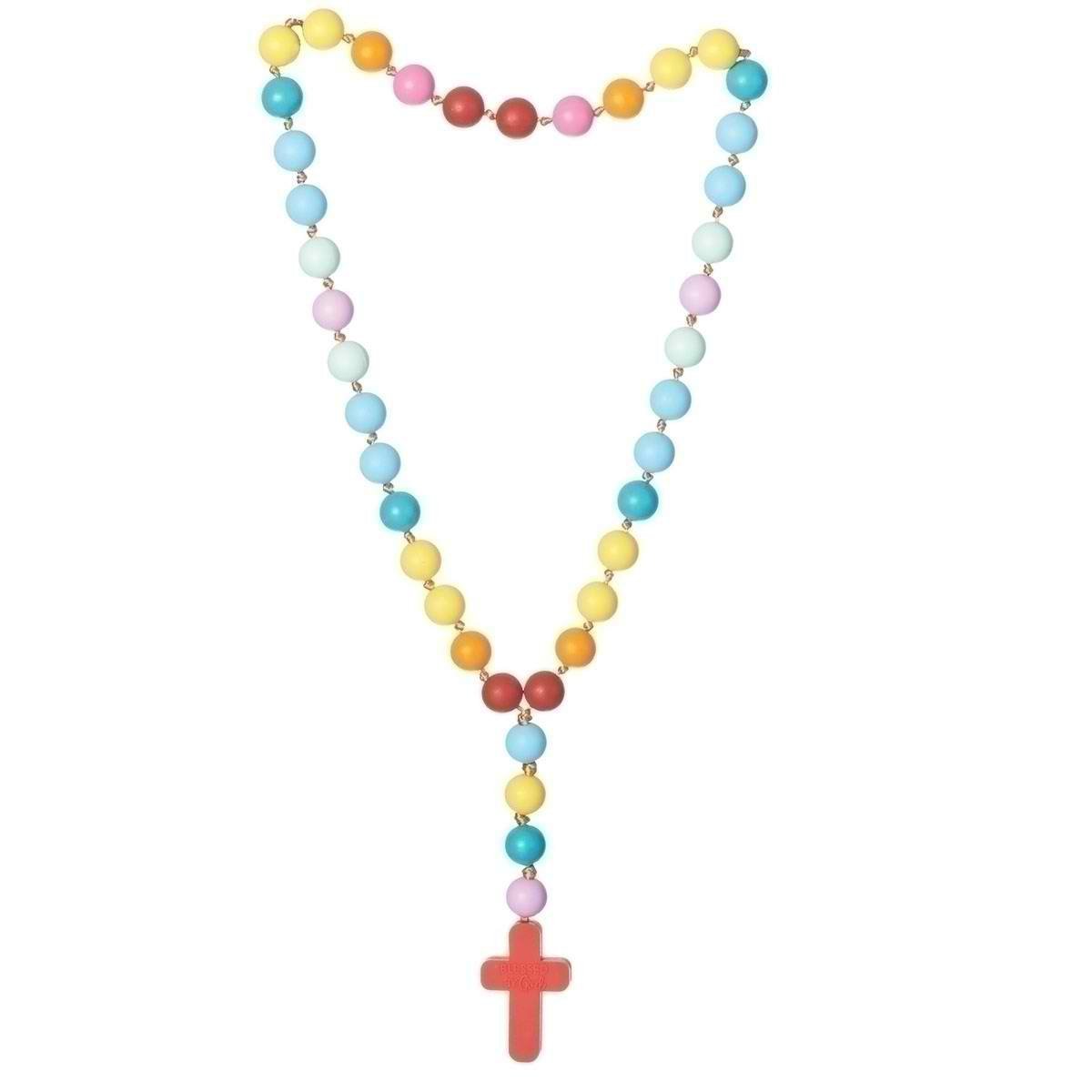 Giftware by Roman Inc., Children's Gifts Collection, Blessing Beads, Traditional Cross Muted Pastels Silicone 18.5-Inch Catholic Pendant Rosary, Baby's First Rosary