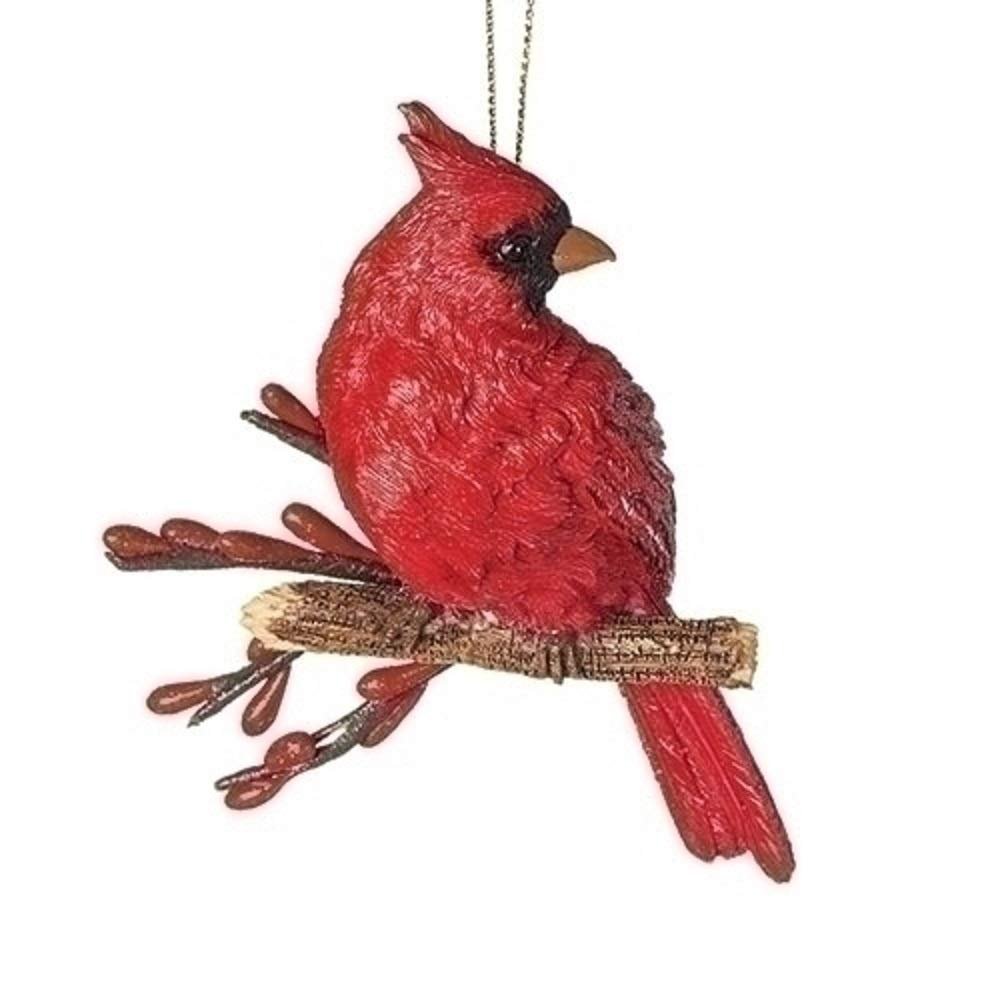 Holiday Cardinal Brilliant Red 5 x 4 Resin Holiday Hanging Figurine Ornament