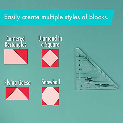 Creative Grids Folded Corner Clipper Quilt Tool – CGRFCC – Made in USA, 5in x 5in, Non-Slip Grip Acrylic Quilting, Sewing, Crafting, Patchwork Ruler & Template