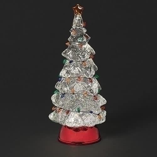 Roman Lighted Swirl Tree Bulb with Red Base, 12.5-inch, Plastic
