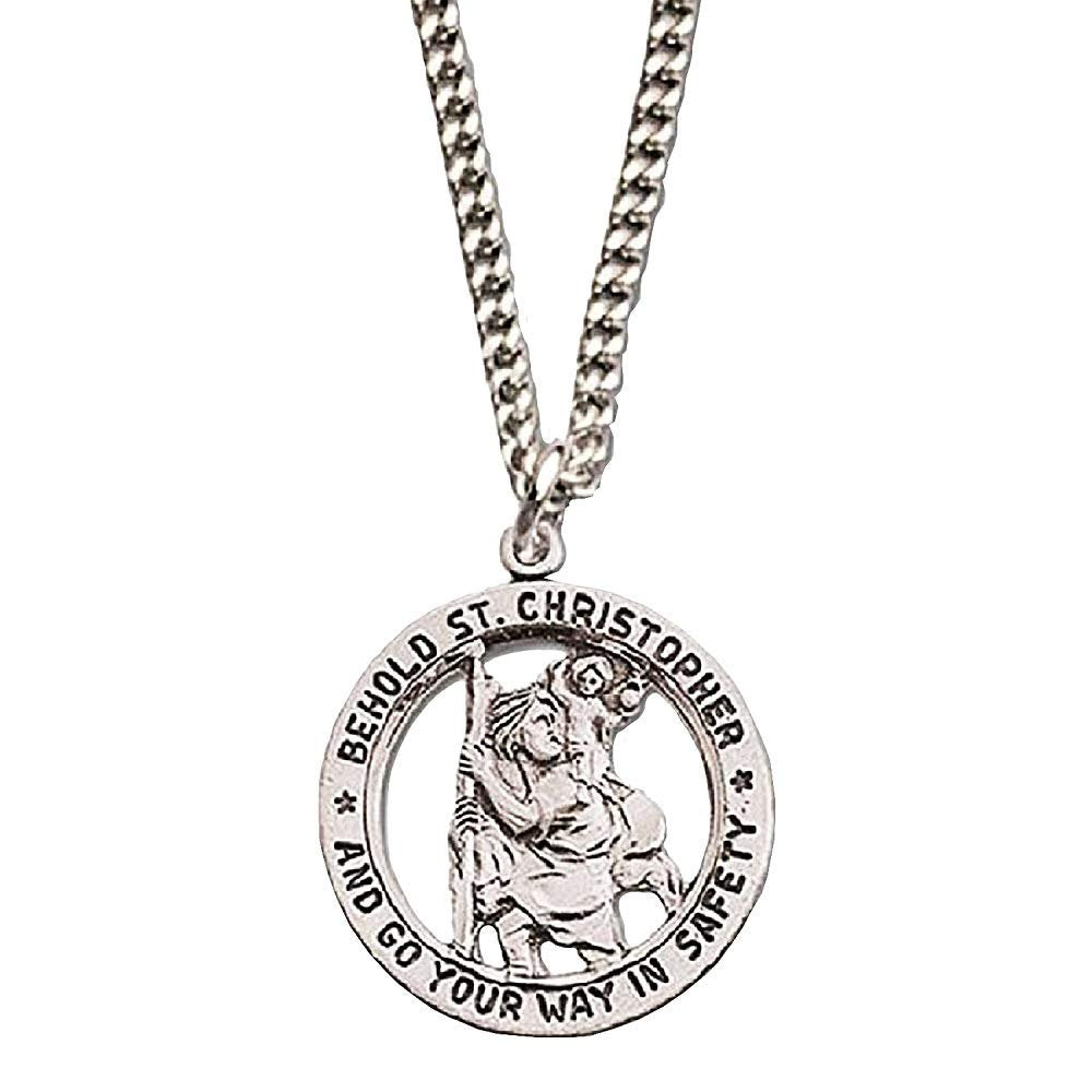 Behold Saint Christopher and Go Your Way in Safety Necklace 18" Chain Gift Boxed