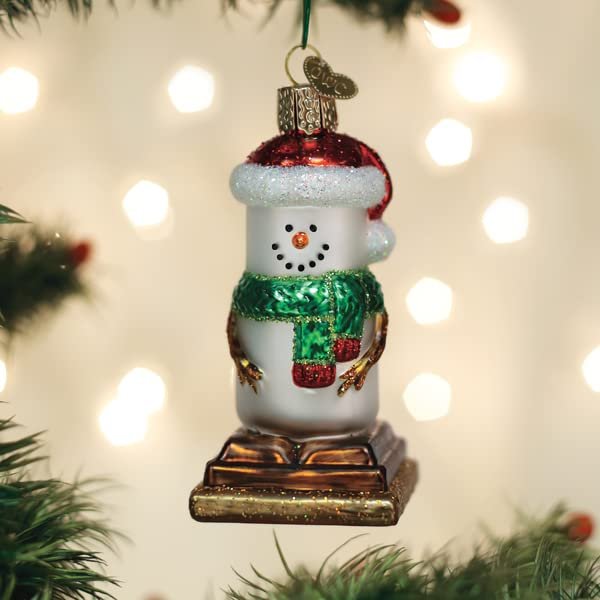 Old World Christmas S'Mores Snowman Glass Blown Ornament for Christmas Tree