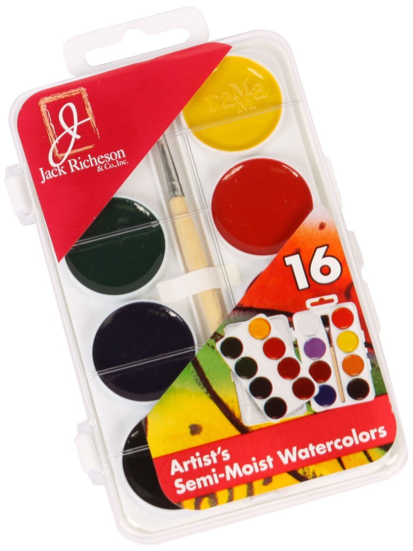 Jack Richeson 390016 Student Semi Moist Watercolor, Set of 16