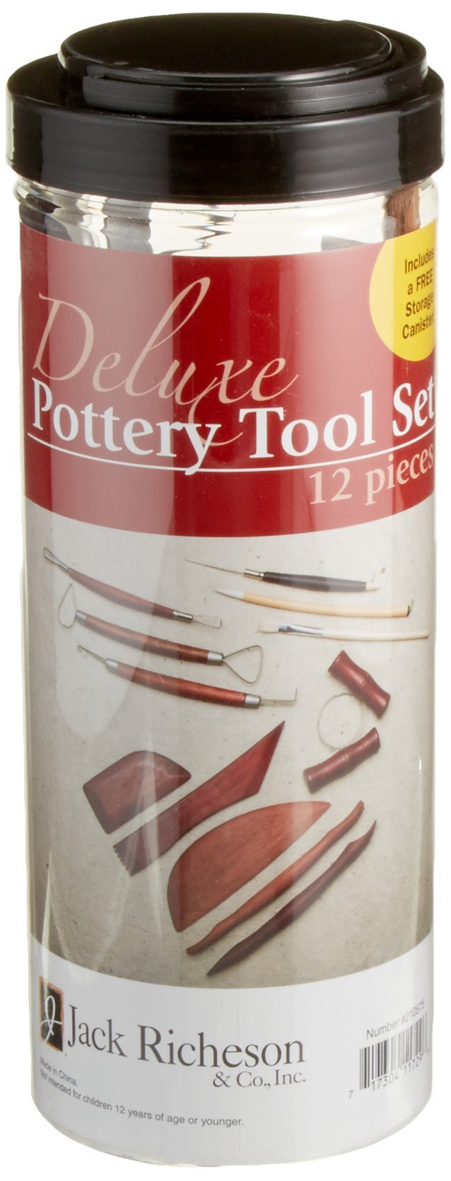 Jack Richeson Deluxe 12-Piece Pottery Tool Set with Storage Canister