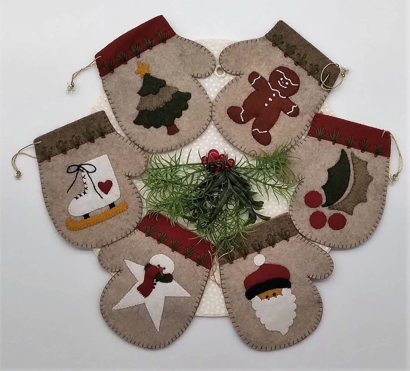 Christmas Warm Hands Ornament Kit to Make | 6 Piece Wool-Felt Warm Hands Kit by Rachel's of Greenfield