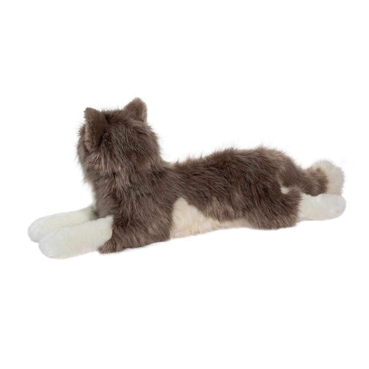 Douglas Cuddle Toys Gretta 24" DLUX Lying Grey Cat Plush Stuffed Animal Long Hair