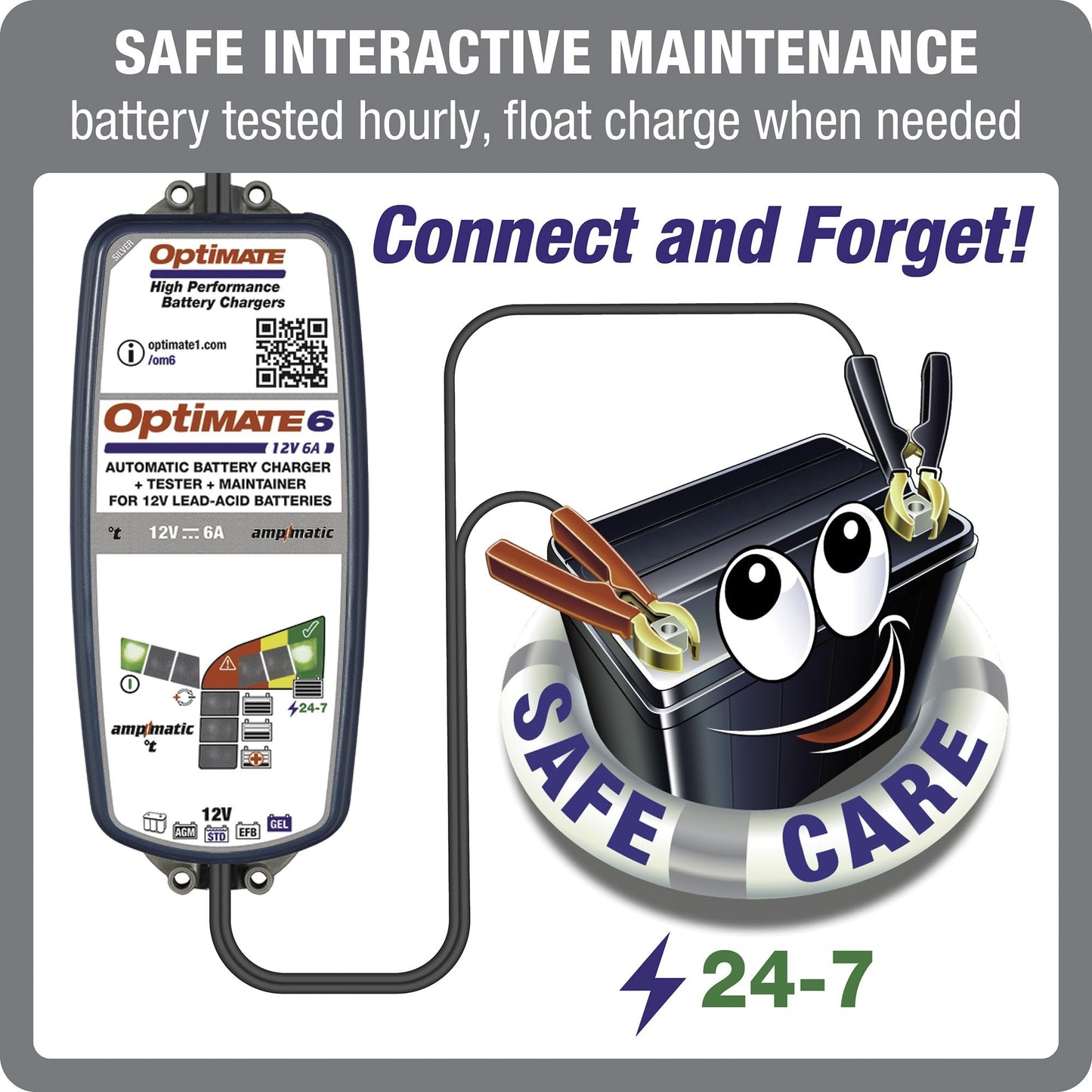 Optimate 6 AmpMatic - 12V 6A, High Performance Automotive Battery Charger & maintainer for premium AGM, Deep-Cycle Batteries (TM-361)