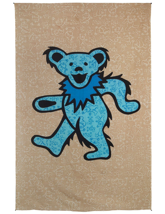 Sunshine Joy Grateful Dead Dancing Bear Tapestry Tablecloth Wall Art Beach Sheet Huge 52x80 Inches