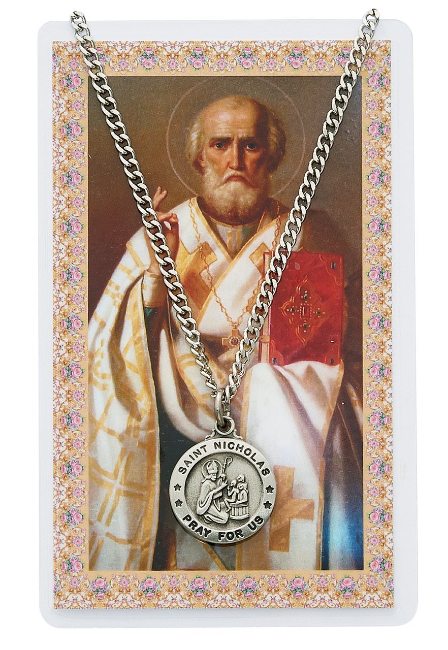 St Nicholas Prayer Card With Medal Pendant Charm Patron Saint Catholic Christian
