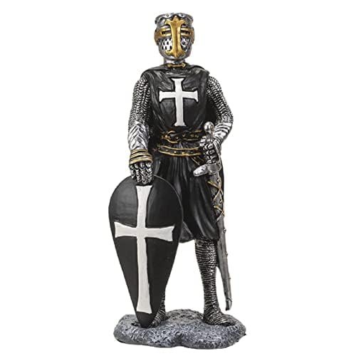 Pacific Trading Crusader Knight with Shield Figurine 8 Inch Black