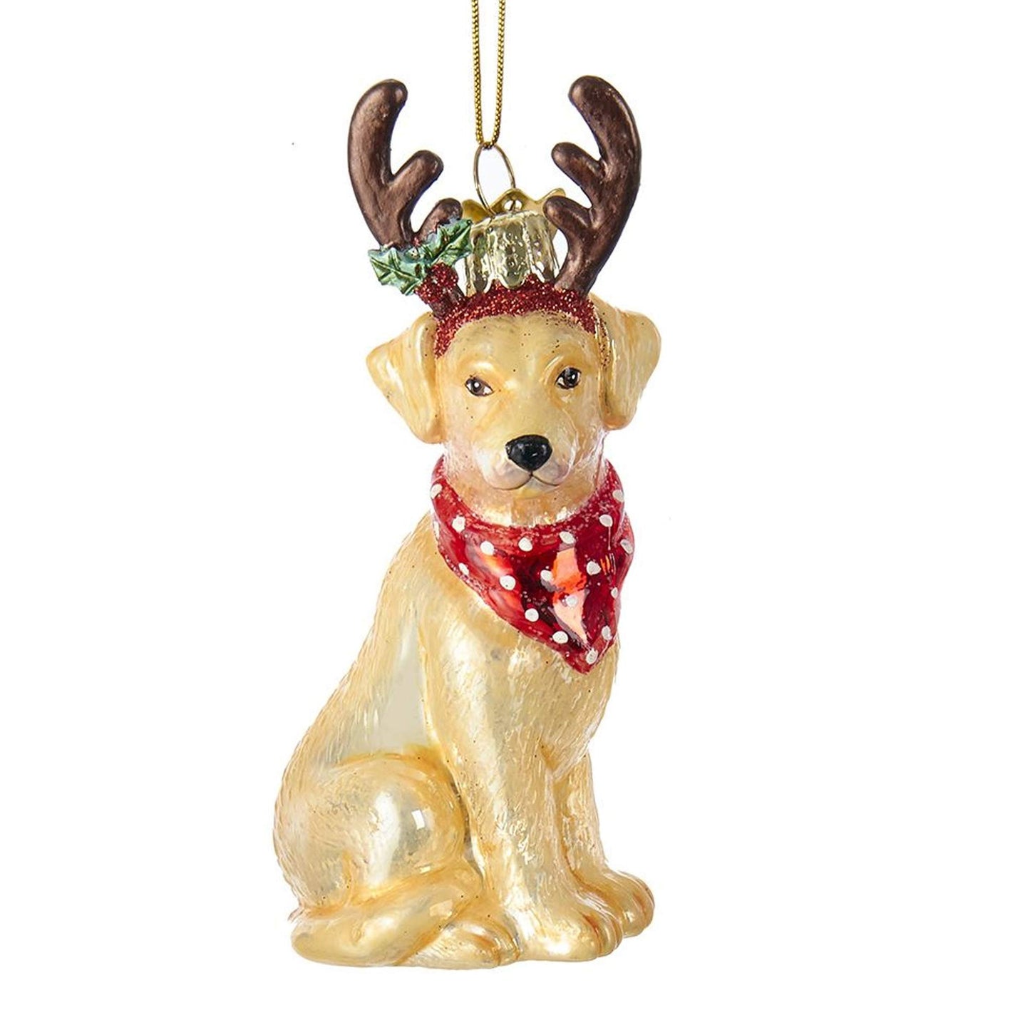 Noble Gems™ Yellow Labrador Retriever Glass Ornament, Christmas