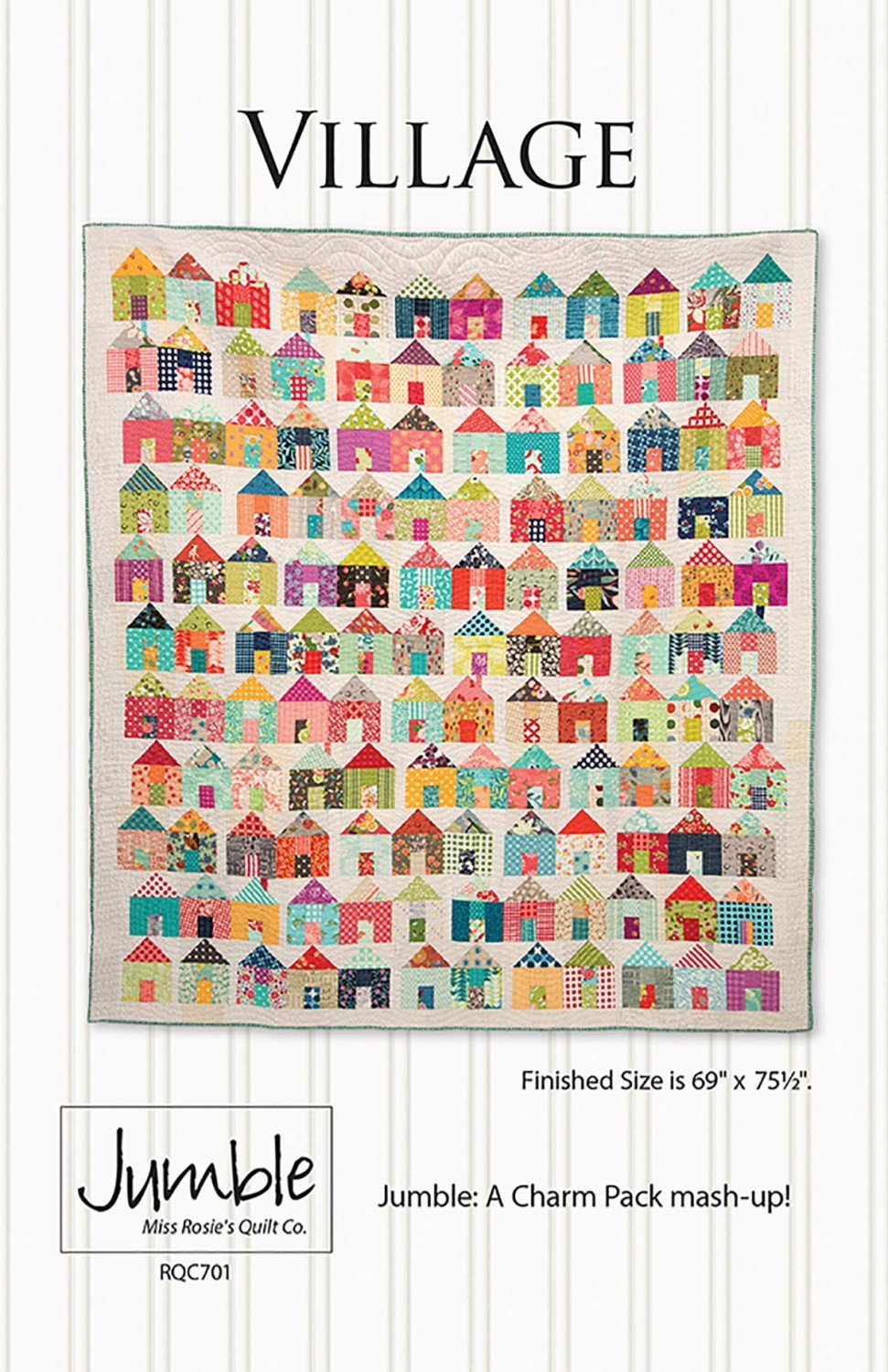 Village - Jumble: A Charm Pack mash-up! Quilt Pattern from Miss Rosie's Quilt Co. 69" x 75.5" - RQC701