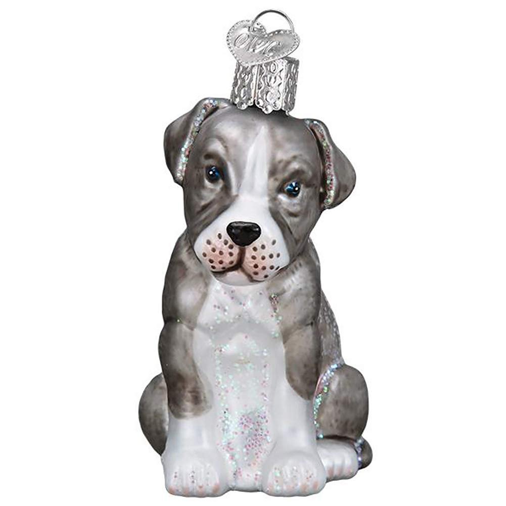 Old World Christmas Ornaments Pitbull Pup Glass Blown Ornaments for Christmas Tree