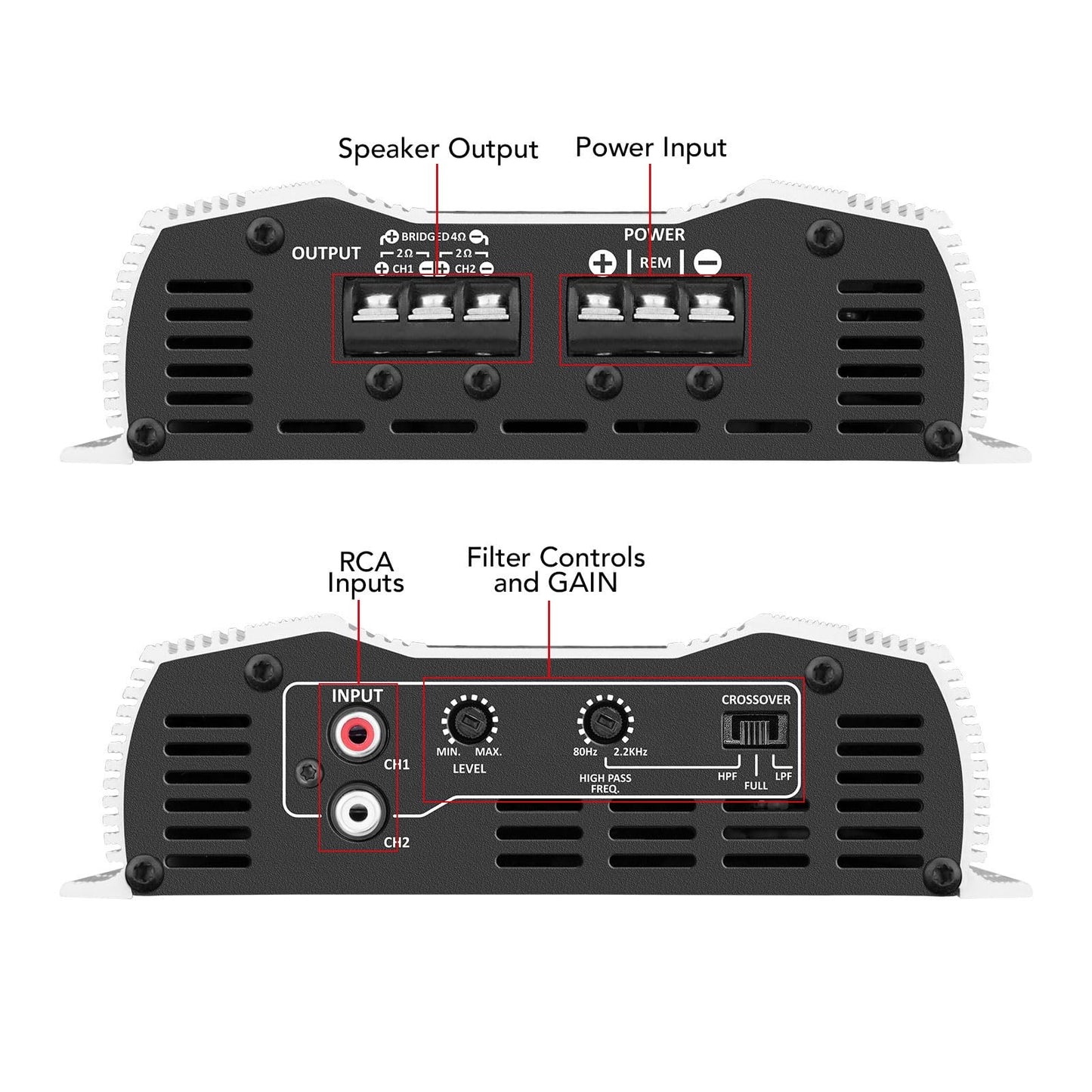 Taramps DS 800x2 2 Ohms 800 Watts Rms 2 Channels of 400 Watts 2 Ohms, Bridgedable with 800 Watts at 4 ohms, Car Audio Amplifier Digital, Full Range Crossover High/Low Pass Fixed, System Class D