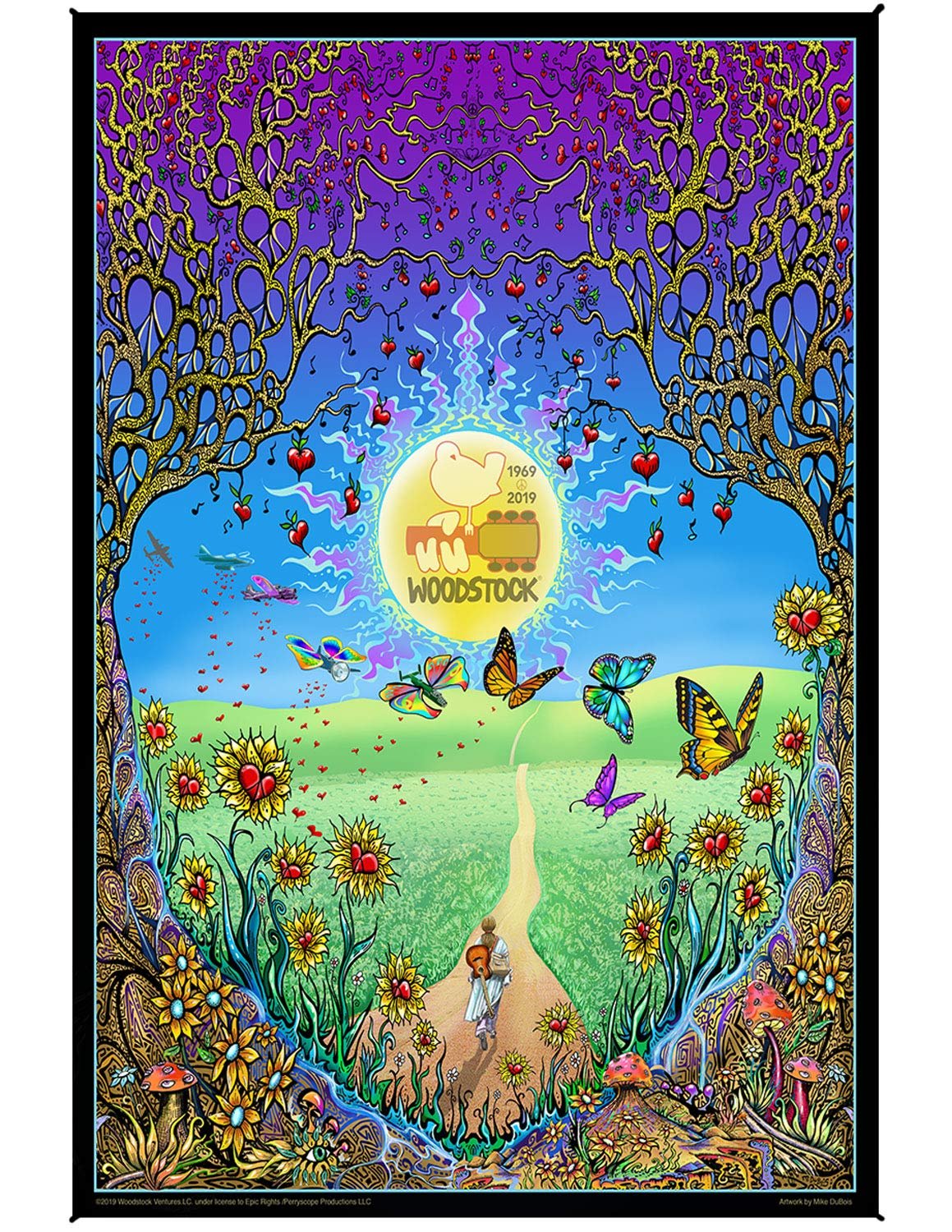 Sunshine Joy Woodstock Back to The Garden Heady Art Print Mini Tapestry 30x45 with Free 3-D Glasses