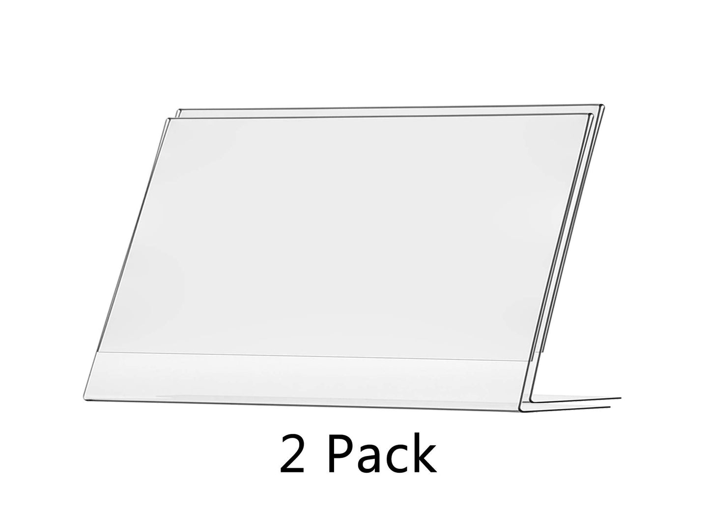 2 Pack Horizontal Sign Holder 17” x 11" Large Table Tent Clear Acrylic Notice Placard Ad Display Notice Document Literature Store Front Frame Promotional Signage Ad Frame by Marketing Holders