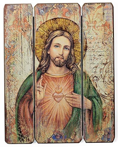 Joseph's Studio by Roman - Sacred Heart Decorative Panel, 15" H, Courageous Panels, Medium Density Fiberboard, Home Decor, Religious, Giftware, Decorative, Beautiful Detail