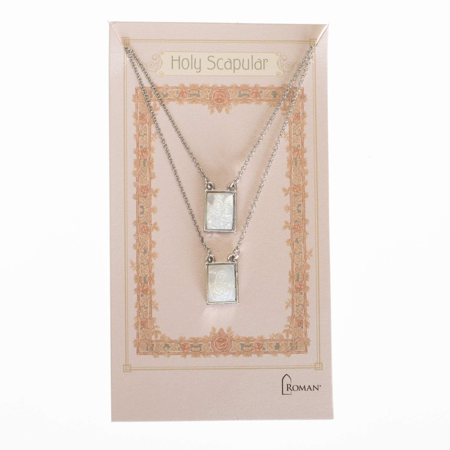 Roman Infinity Holy Scapular Silver Zinc Necklace 26 Inches Long