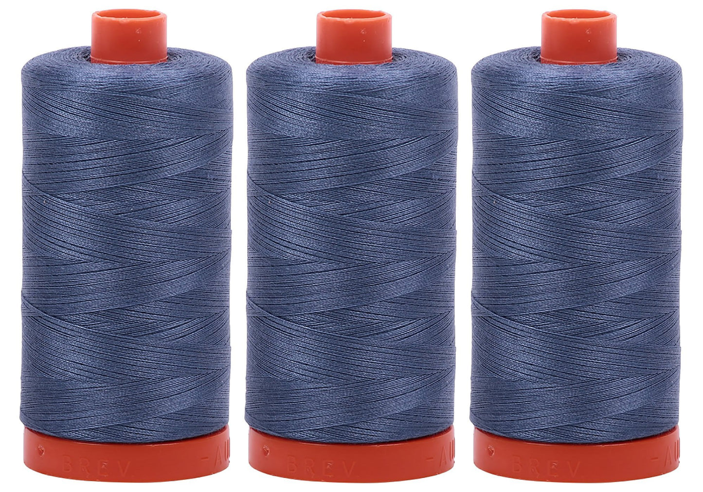 Bundle of 3 Large 1422 Yard Spools of Aurifil 50wt Egyptian Cotton Thread, Color: Dark Grey Blue, No. A1050-1248