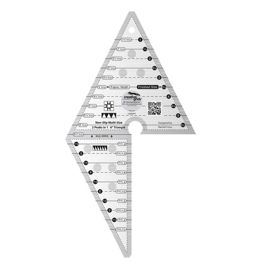 Creative Grids 2 Peaks in 1 Triangle Quilt Ruler – CGR2P1 – Made in USA, 7in x 13in, Non-Slip Grip Acrylic Quilting, Sewing, Crafting, Patchwork Ruler & Template