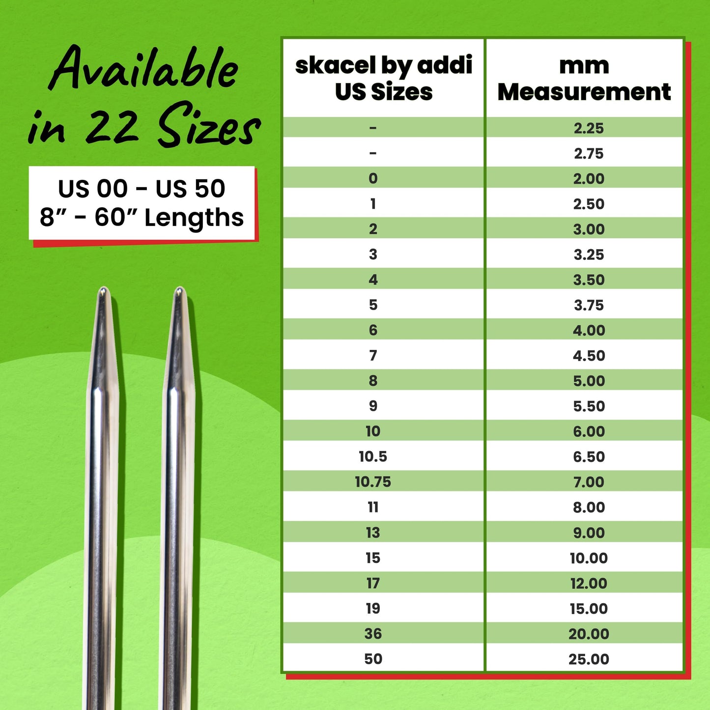 skacel by addi Turbo Knitting Needle, 20 Inch