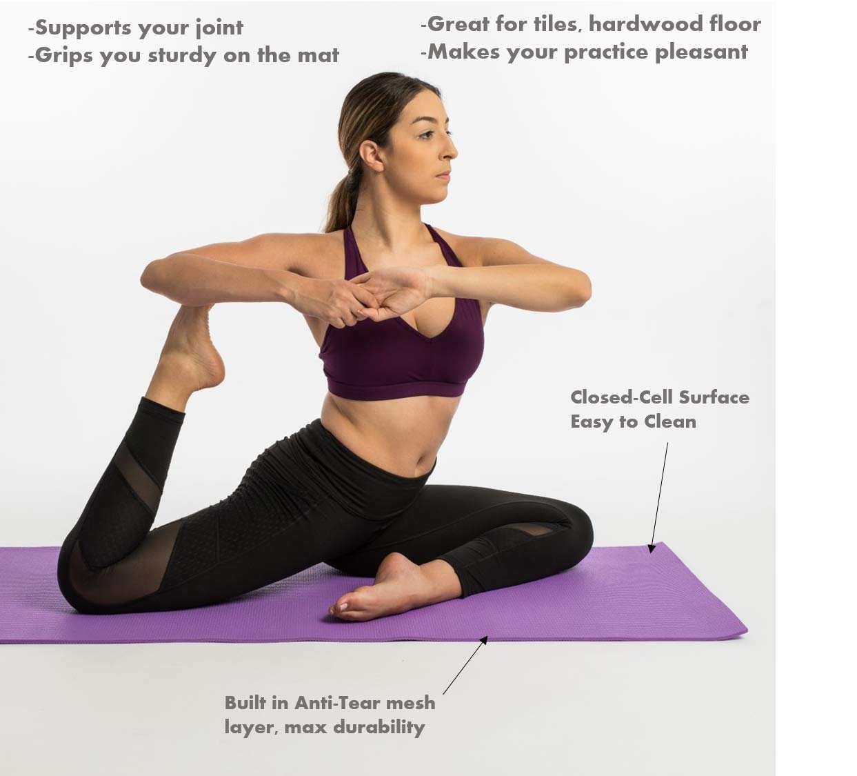 Aeromat Elite Yoga Pilates Mat 5 mm Thick (24" x 72") for Yoga or Pilates Practice, General Exercises