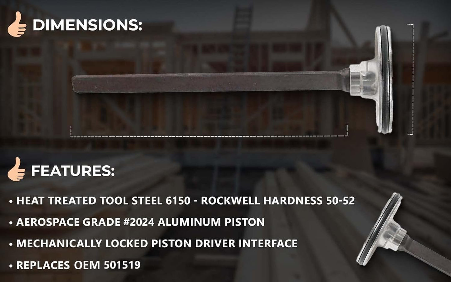 Superior Parts SP 501519 Aftermarket Piston Driver Compatible with Paslode F-350S with O-Ring 502104