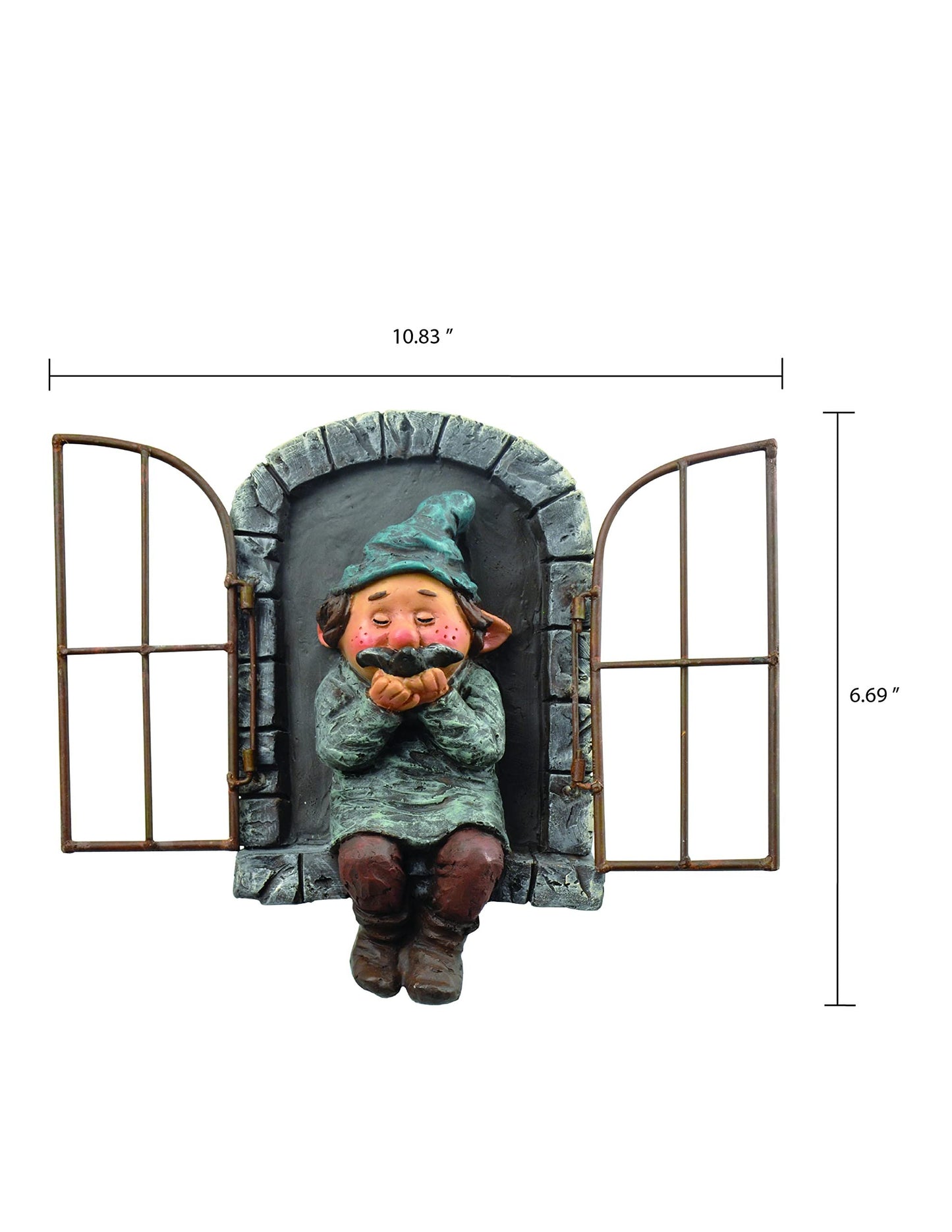 Red Carpet Studios 49063 Woodland Tree Face, Gnome in Window,9 6" H x 6.6" W