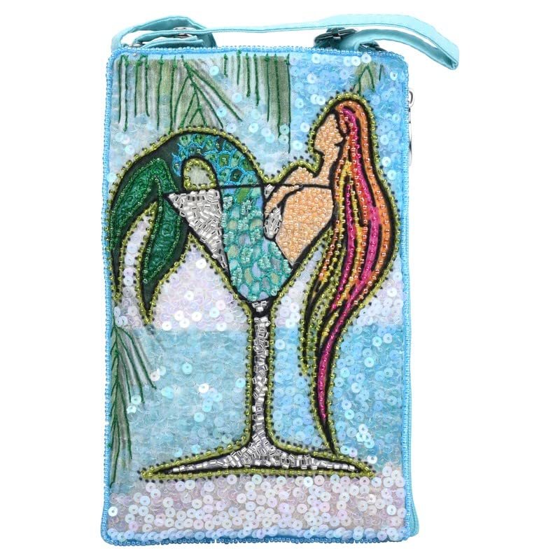 Bamboo Trading Mertini by Sarah Walters Club Bag, 7.5-inch Height, Women Accessories, Fashion, Travel Bag, Mermaid, Ocean