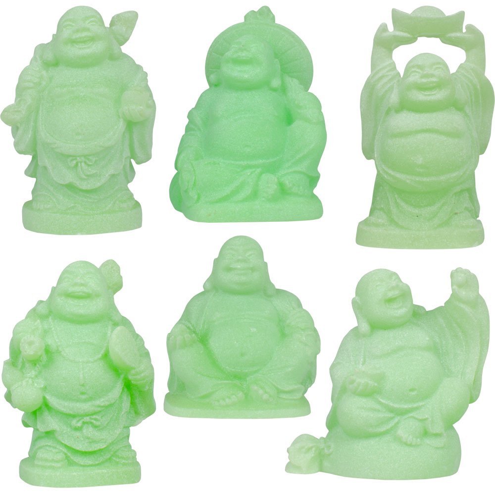 Polyresin Buddha Figurines Green (Set of 6)