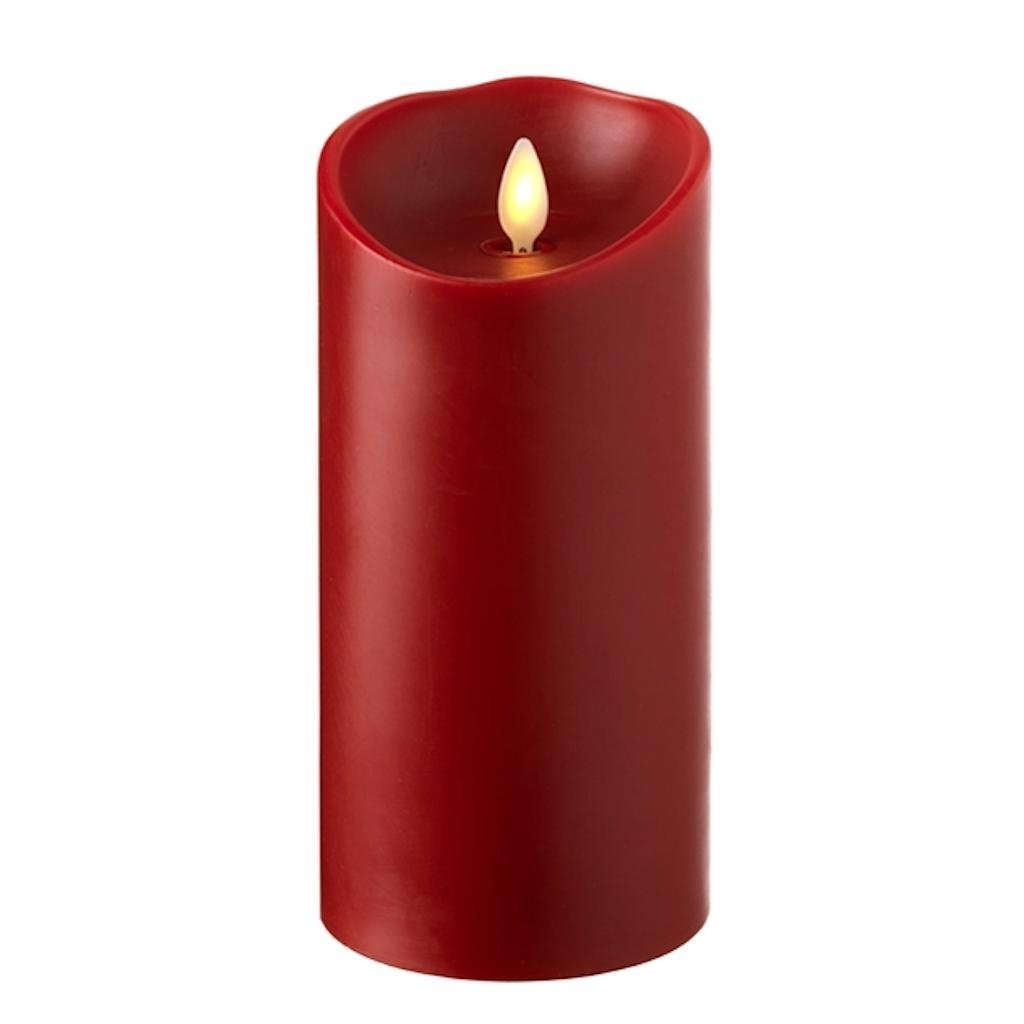 RAZ IMPORTS INC Push Flame Flameless Battery Operated LED Pillar Candle Red 3.5"x 7" for Home Décor, Holiday and Gift
