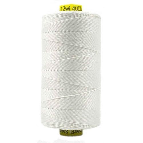 WonderFil Specialty Threads Spagetti, White, 3-ply 100% Long Staple Double-Gassed Egyptian Cotton, 12wt