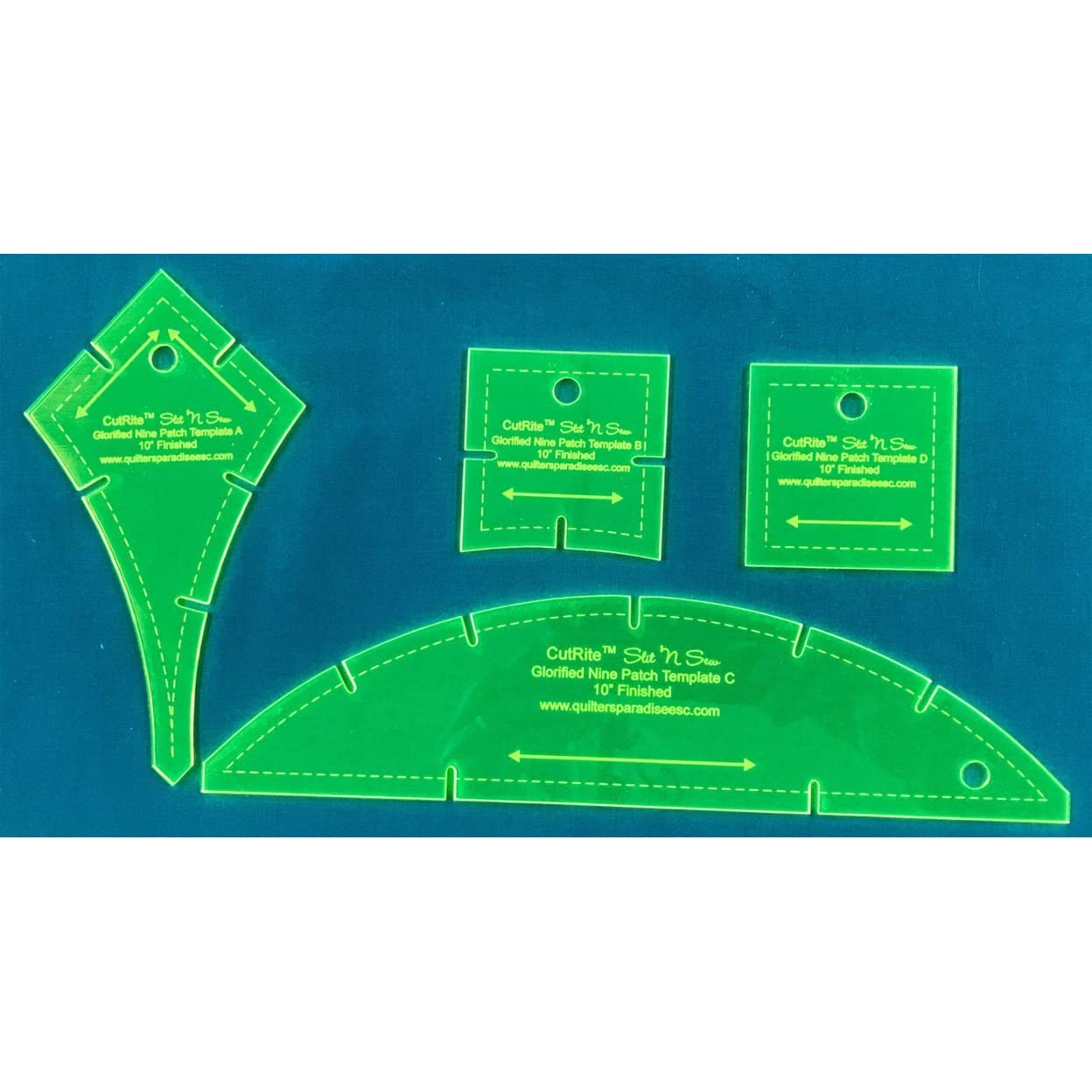 Quilter's Paradise Slit N Sew Glorified 9 Patch Templates-Acrylic, None