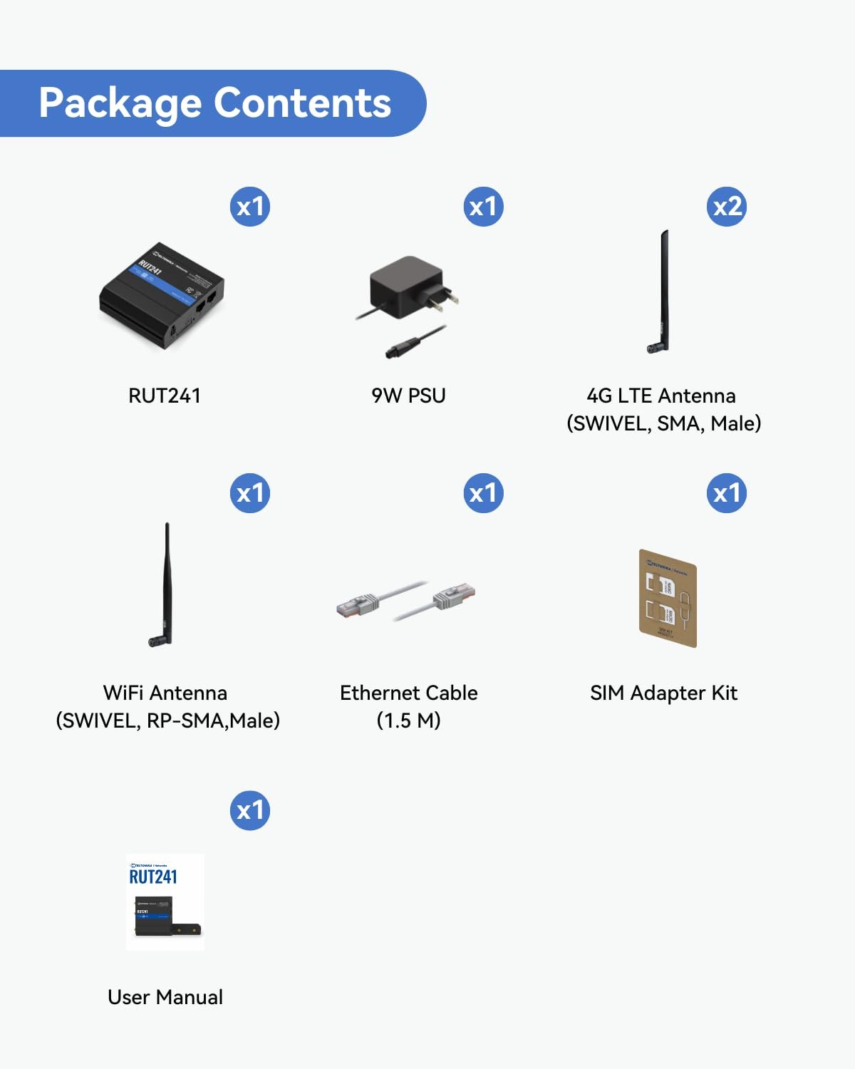 Teltonika RUT241098000 (US Version) Industrial 4G LTE Cellular Router, 4G LTE Wi-Fi Router, Automatic failover, Advanced VPN, Certified by Verizon/AT&T/T-Mobile