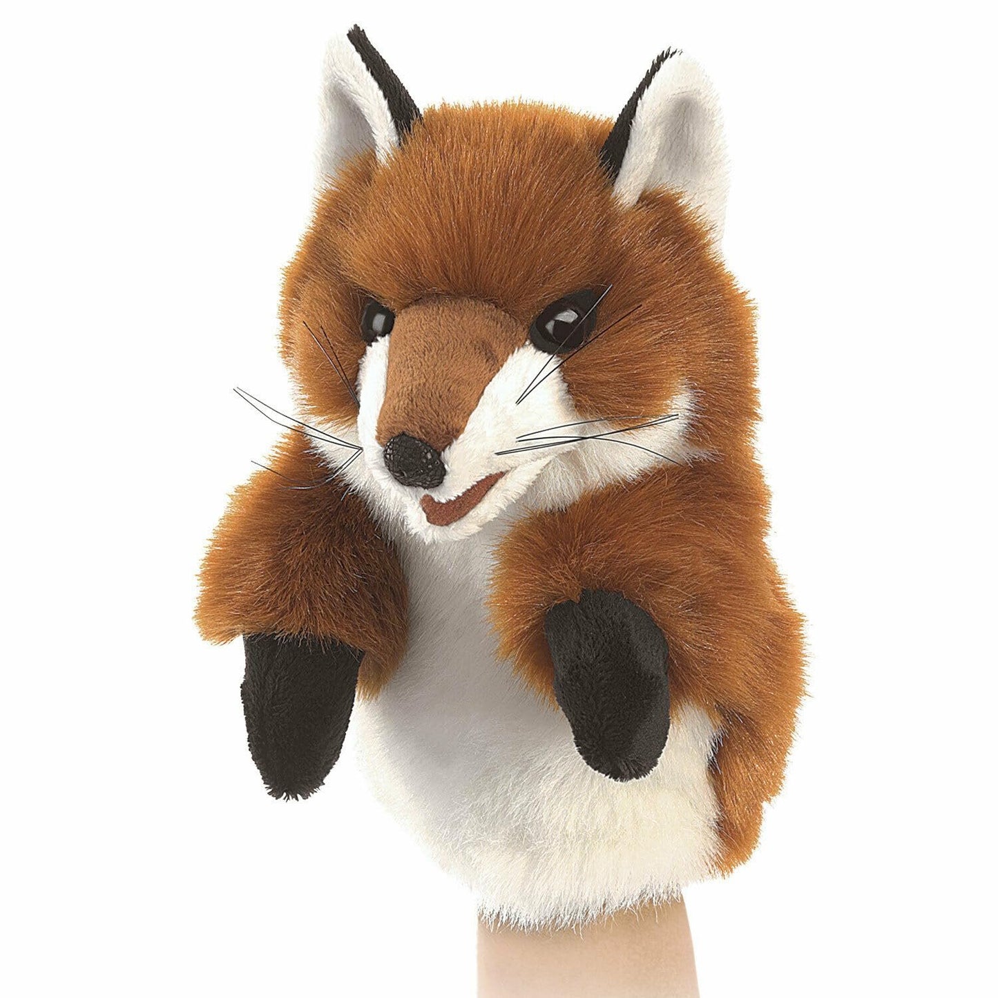 Folkmanis Little Fox Hand Puppet, Red/Dark Brown/White, 8"