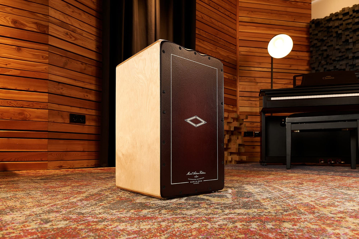 Meinl Artisan String Cajon with Dark Red Burst Frontplate / Baltic Birch Body - MADE IN SPAIN - Soleá Line, 2-YEAR WARRANTY