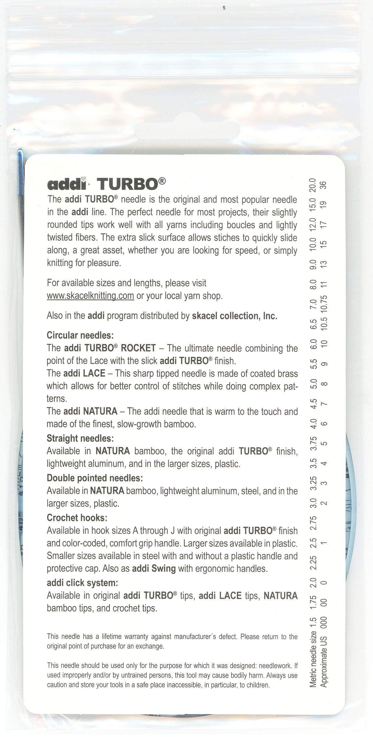 Addi Brass Nickel-Plated Circular Knitting Needles, Silver, 40 cm, 6 mm-P