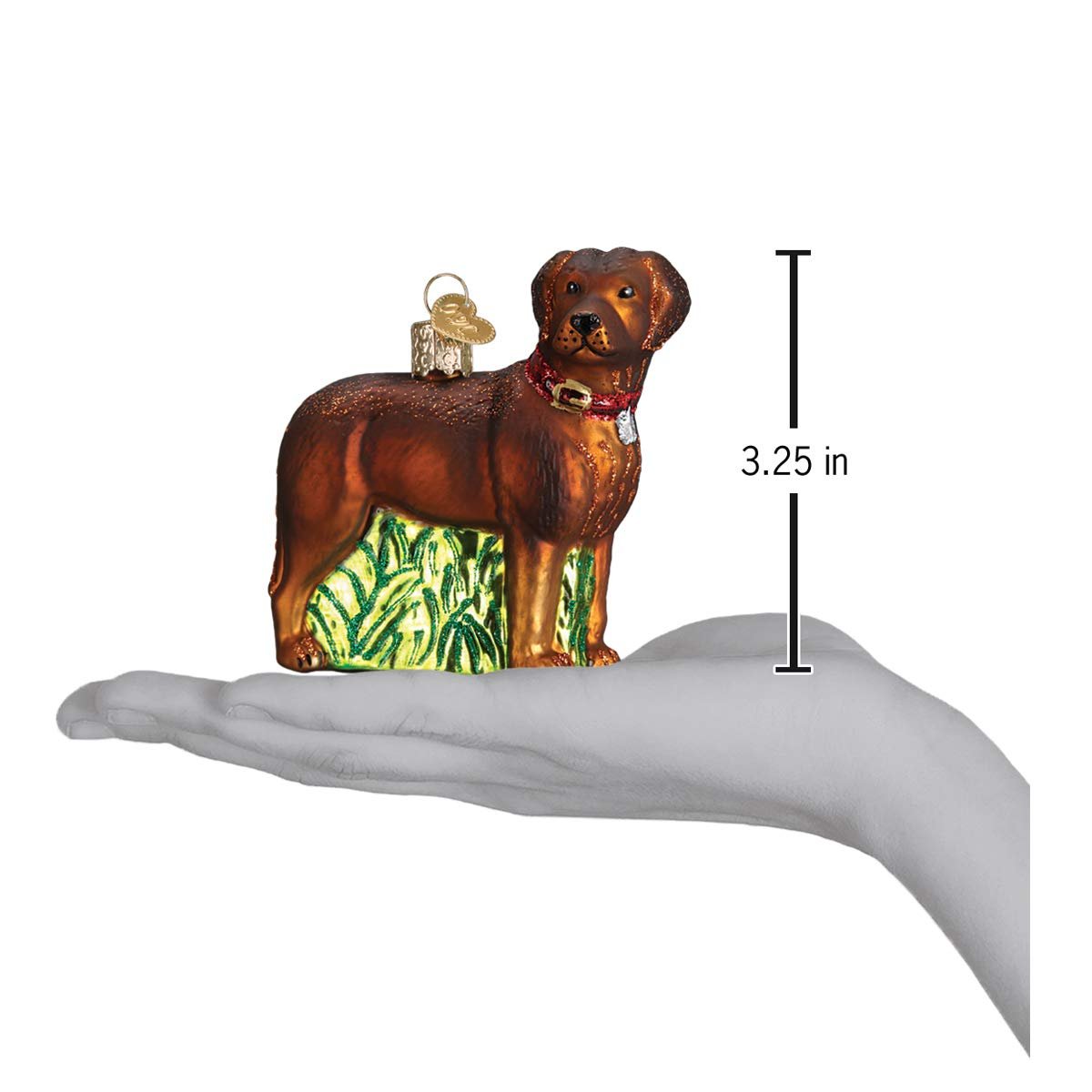 Old World Christmas 12508 Dog Collection Glass Blown Ornaments for Christmas Tree Standing Chocolate Lab