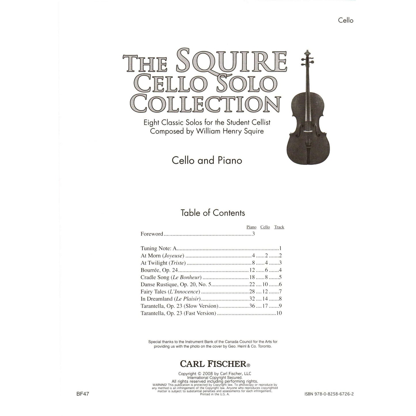 Carl Fischer Squire Cello Solo Collection, Book