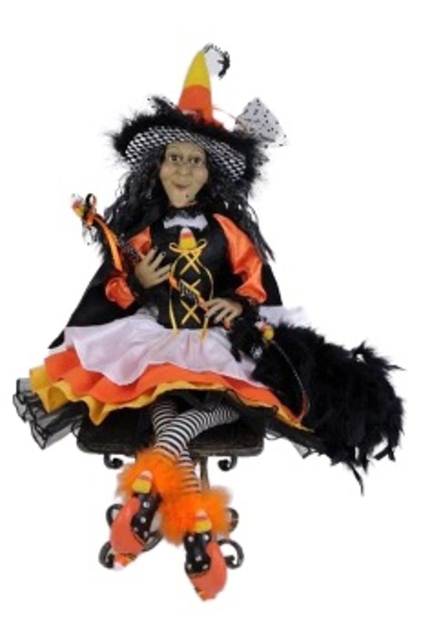Karen Didion Sitting Candy Corn Witch Figurine, 25 Inches, HA26-14