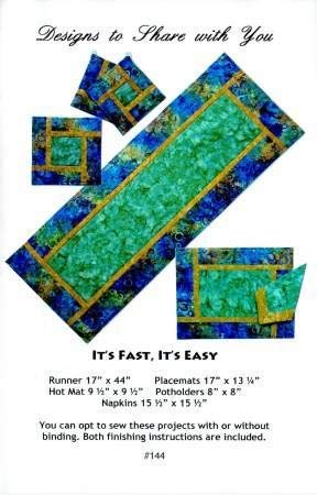 Fast and Easy Quilted Table Runner, Placemats, Potholder, and Napkin Pattern Set by Designs To Share With You