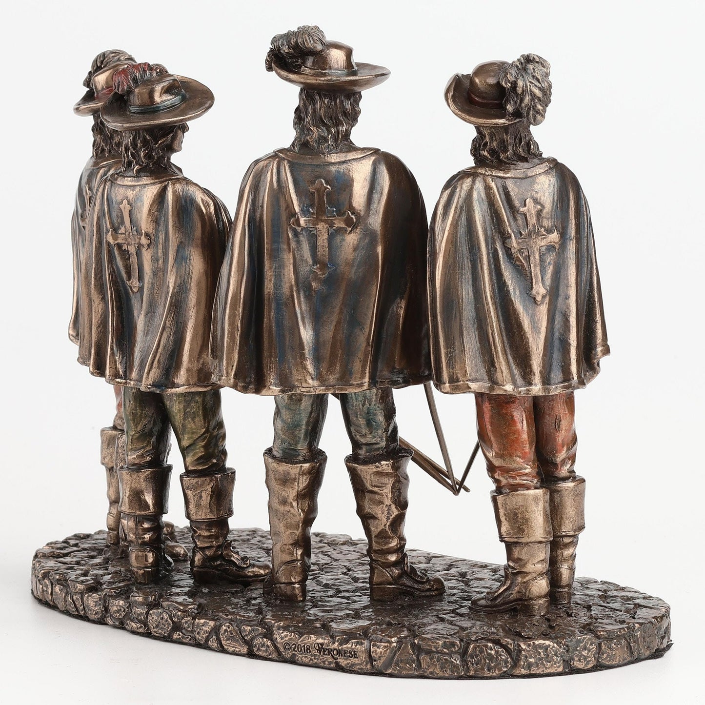 Veronese Design 7 7/8 Inch The Musketeers and D'artagnan All for One One for All Cold Cast Resin Bronze Finished Statue